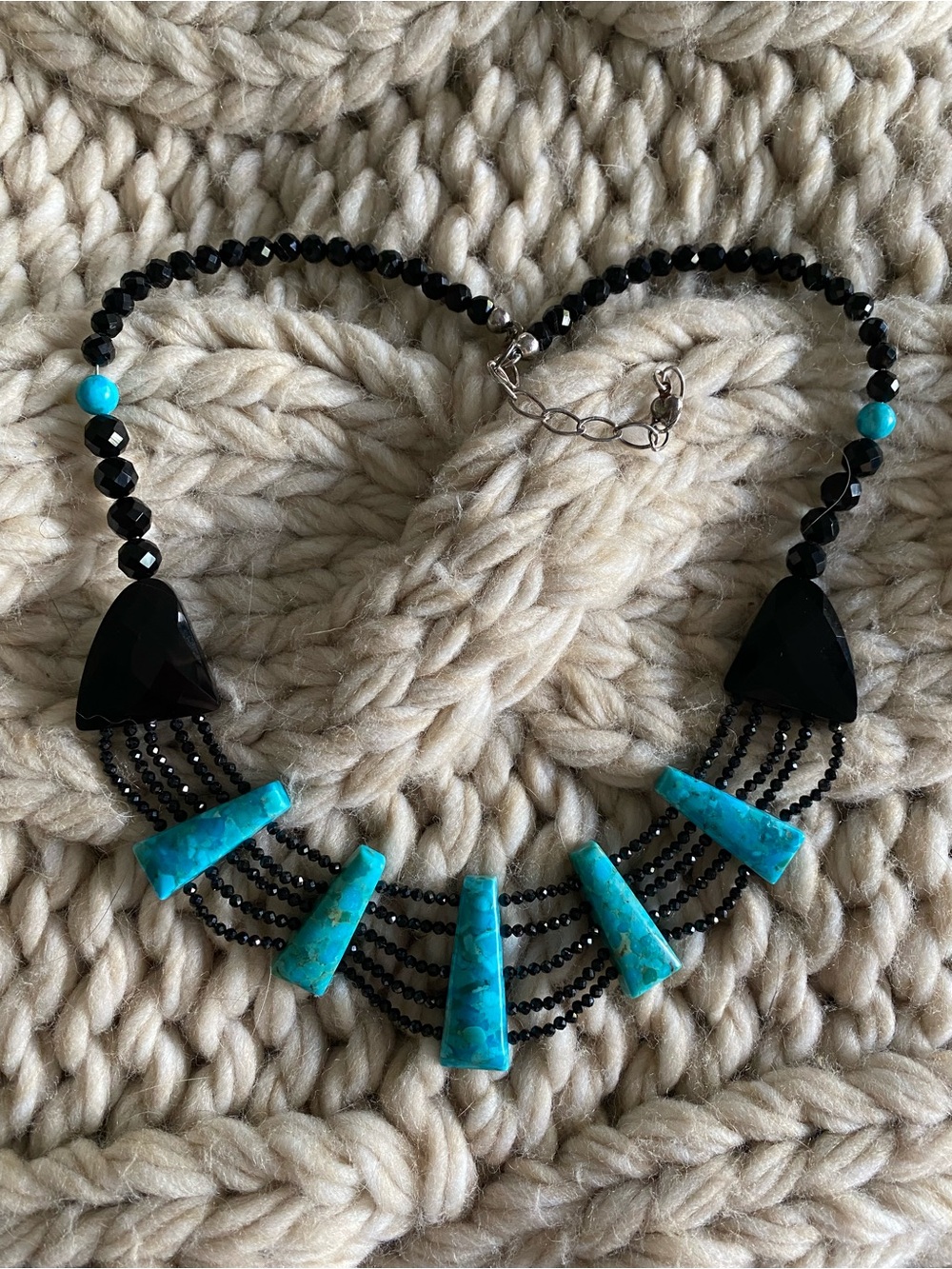 Jay King Turquoise & Black Beaded Statement Necklace